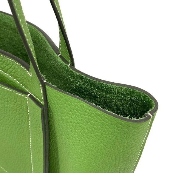 Auth HERMES Cabasserie 31 - Vert Yucca Taurillon Clemence B Tote Bag - Picture 14 of 16
